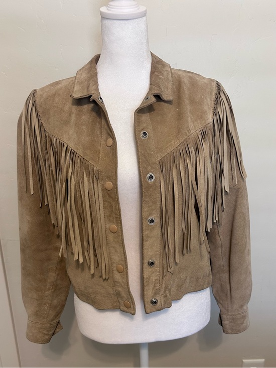 L’Americaine Jackets & Blazers - L’Americaine Los Angeles Vintage Tan Pig Suede Leather Fringe Western Jacket